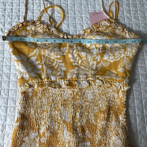 Hello Molly Yellow & White Floral Ruffle Mini Dress S US 4 Adjustable Straps - Picture 9 of 11